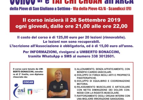 Corso Ginnastica dolce Thai Chi Chuan dal 26 settembre 2019